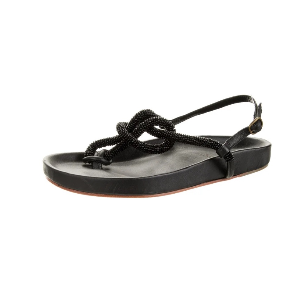 NEVER WORN Johanna Ortiz leather beaded strappy sandals
